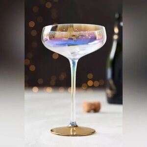 Anthropologie Camille Monogram Coupe Glass - Set of 4 - Letter "Z"